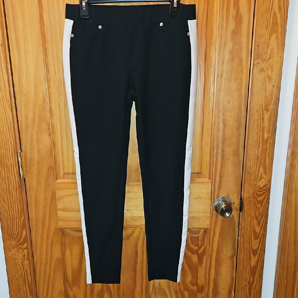 Black Pants with White Side Stripes